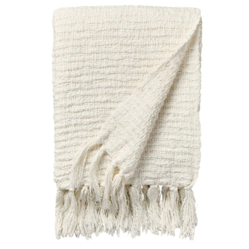 Hearth & Hand with Magnolia White Textured Knit Throw Blanket 50x60 NEW